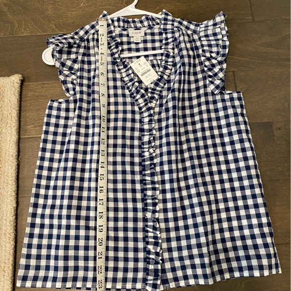 J. Crew Navy/ White Checkered Blouse - Picture 2 of 6